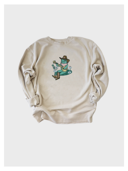 Frog Playing Banjo Embroidered Sweatshirt