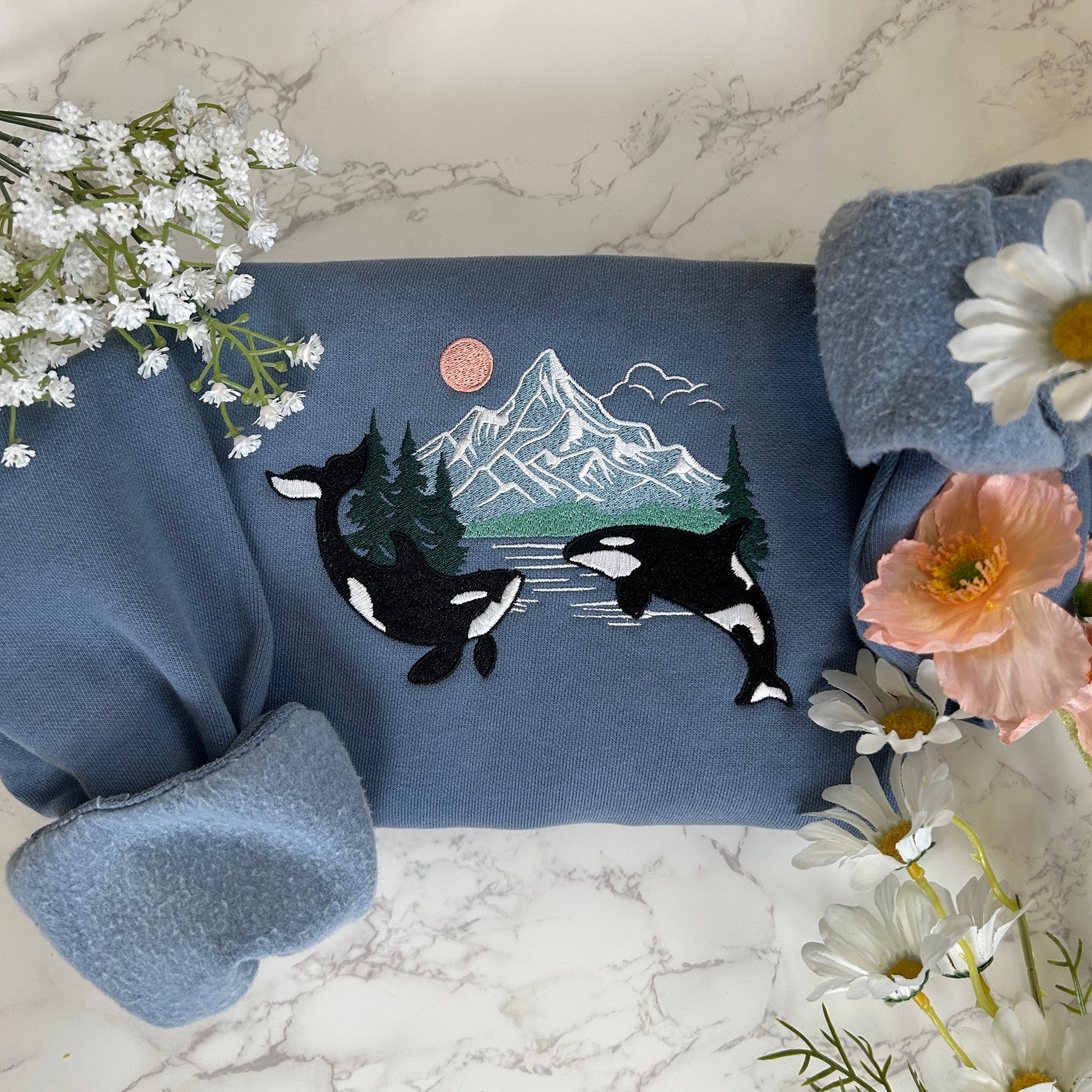 Orca Whale Embroidered Sweatshirt