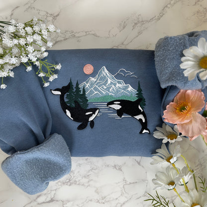Orca Whale Embroidered Sweatshirt