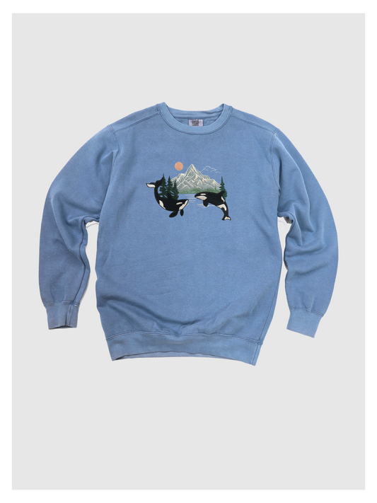 Orca Whale Embroidered Sweatshirt