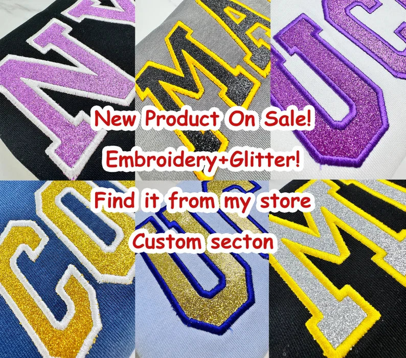 Custom Letter Embroidered Filled Varsity Sweatshirt