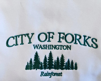 City of Forks Embroidered Style Washington Rainforest Sweatshirt