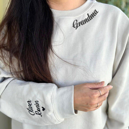 Custom Mama Neckline Embroidered Sweatshirt, Embroidered Hoodie, Cool Mom Outfit, Trendy Mom Clothing, Mom Life Apparel, Mother Day Gift