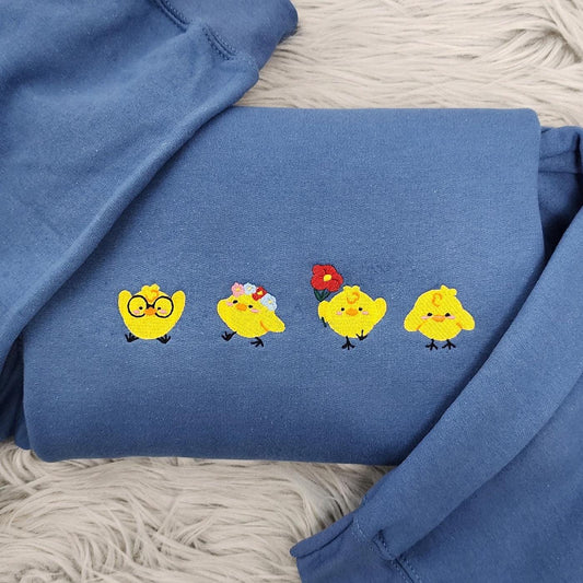 Cute Little Spring Chicks Embroidered Crewneck - Easter shirt - Baby Chick Crewneck -  Cottagecore Shirt - Sweatshirt - T-Shirt - Hoodie