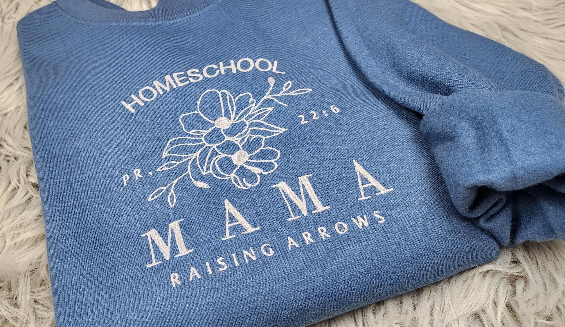 Embroidered Homeschool Mama Crewneck: Raising Arrows Floral Sweatshirt, Homeschooling Apparel for Moms