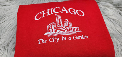 Embroidered Chicago Crewneck: City Skyline Sweatshirt, Midwest Landmark Shirt