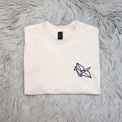 Embroidered Origami Crane Crewneck: Japanese Paper Art Shirt, Orizuru Sweatshirt