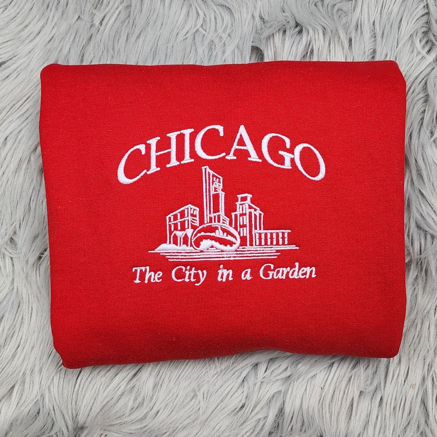 Embroidered Chicago Crewneck: City Skyline Sweatshirt, Midwest Landmark Shirt