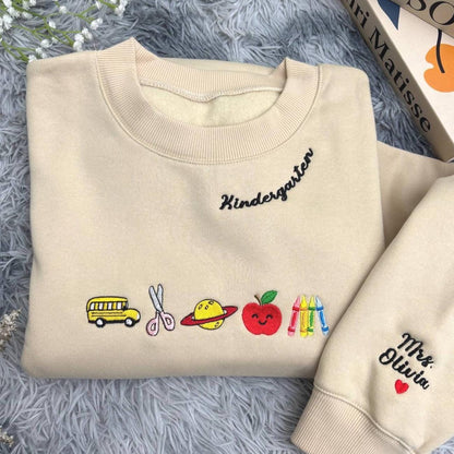 Custom Apple Teacher Sweatshirt, Back To School Teacher Sweatshirt,  Embroidered Classroom Shirt, Gift for Teacher