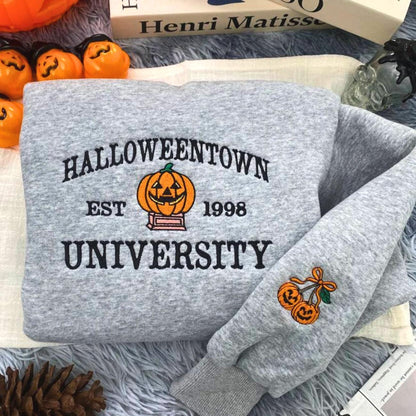 Embroidered Halloweentown Est 1998 Sweatshirt - Halloweentown Shirt - Pumkin Sweatshirt - Womens Spooky Shirts - Halloween Gift For Men