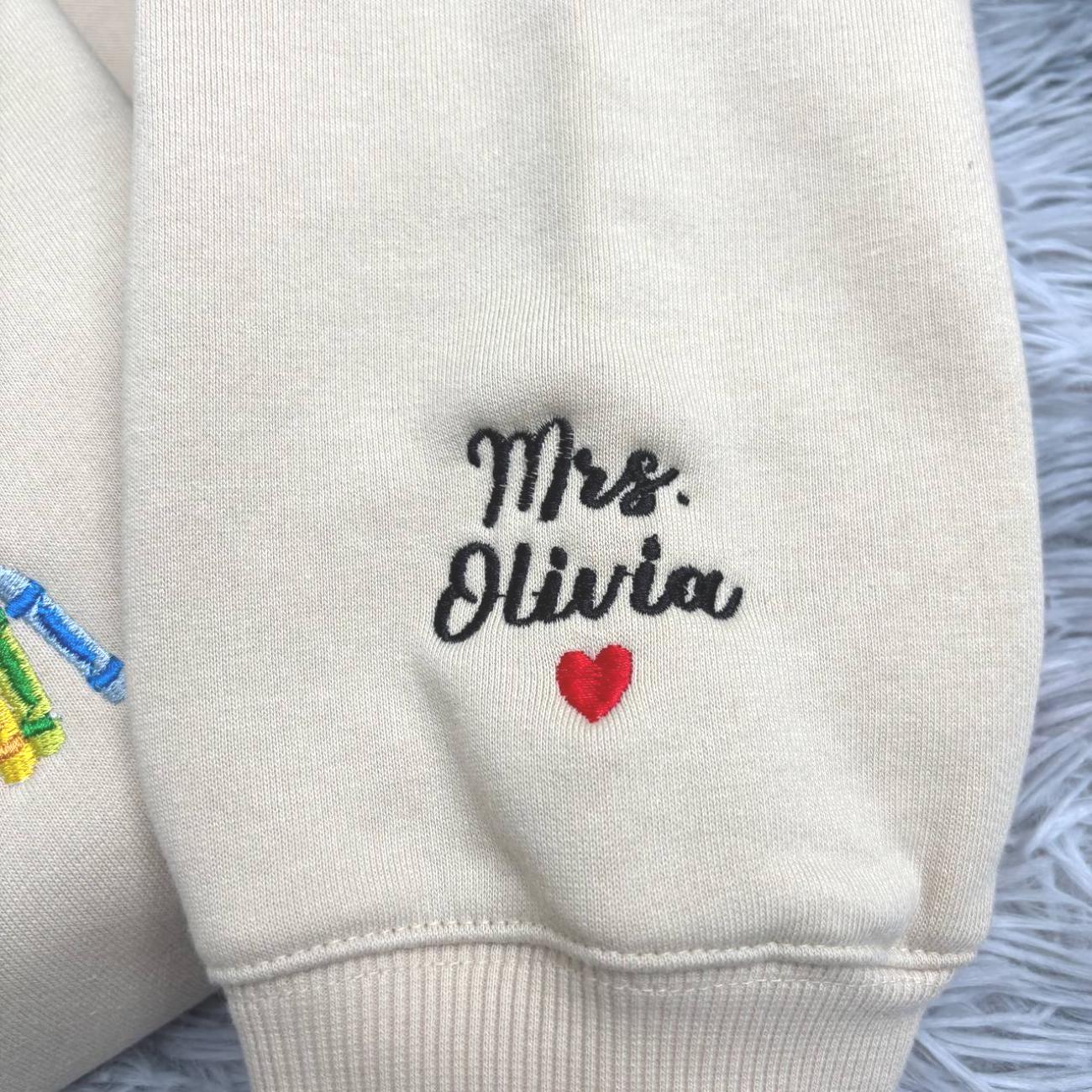 Custom Apple Teacher Sweatshirt, Back To School Teacher Sweatshirt,  Embroidered Classroom Shirt, Gift for Teacher