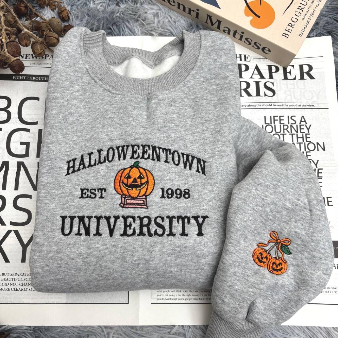 Embroidered Halloweentown Est 1998 Sweatshirt - Halloweentown Shirt - Pumkin Sweatshirt - Womens Spooky Shirts - Halloween Gift For Men