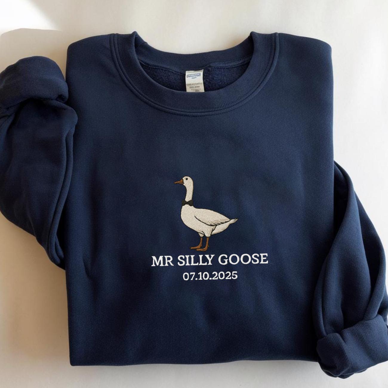 Embroidered Mr. Silly Goose Bride Shirt, Married Couple Matching Shirt, Bride Goose Lover Shirt,Silly Goose Sweatshirt, Goose Lover Sweater,
