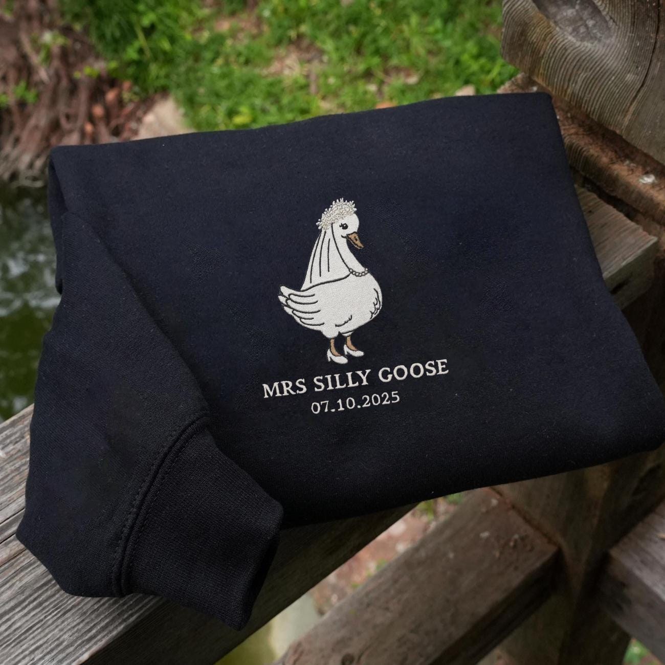 Embroidered Silly Goose Bride Shirt, Bride To Be Funny Goose Lover Sweatshirt, Newlyweds Tee, Honeymooning Tshirt, Matching Married Shirt