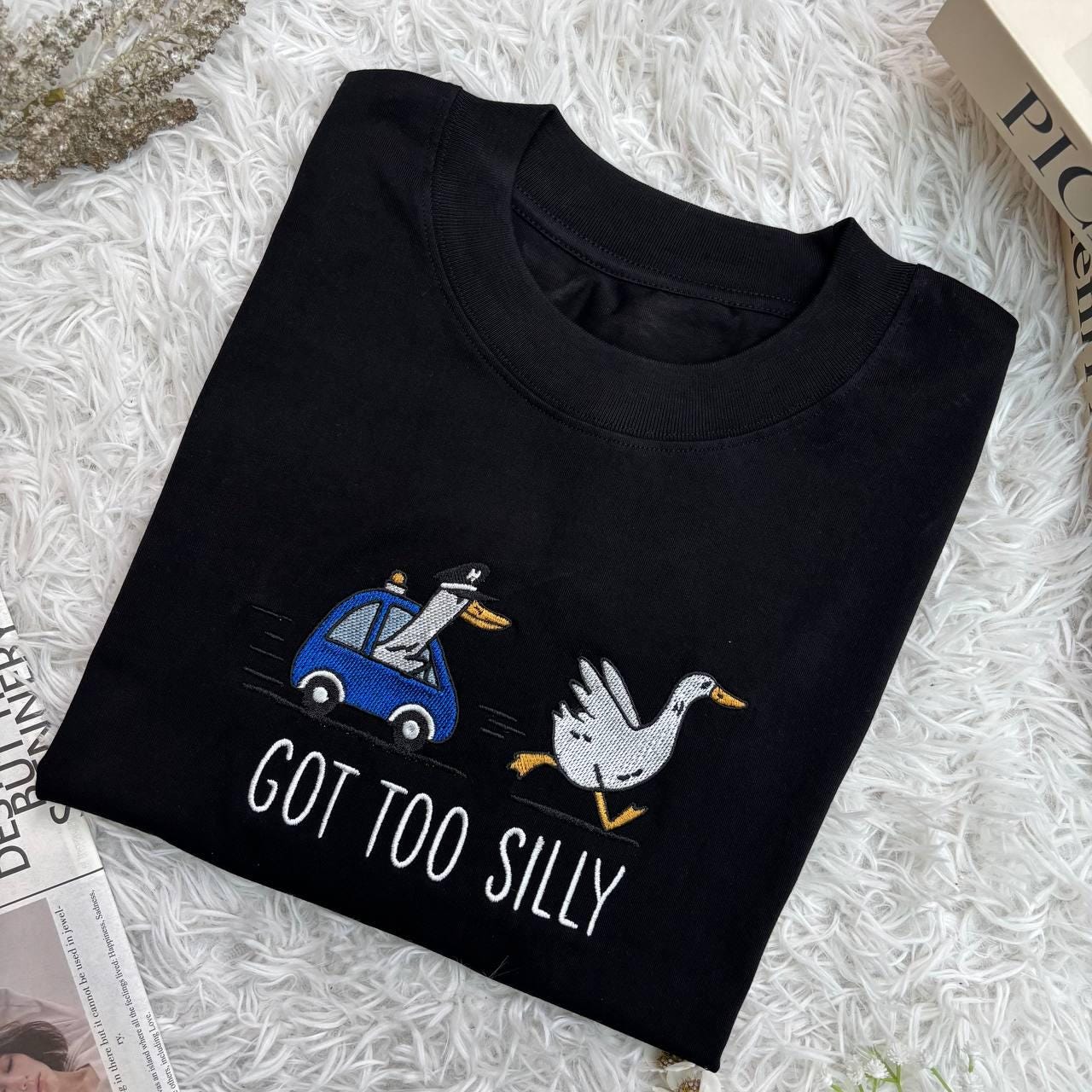 Embroidered Got Too Silly Shirt, Silly Goose Shirt, Silly Goose Shirt, Silly Goose On The Loose Funny Tshirt, Spooky Season Goose Shirt