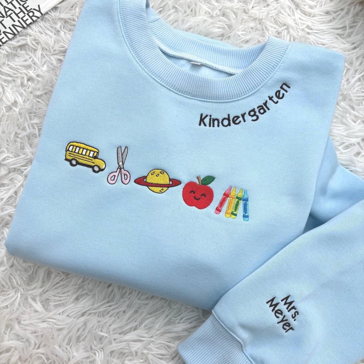 Custom Apple Teacher Sweatshirt, Back To School Teacher Sweatshirt,  Embroidered Classroom Shirt, Gift for Teacher
