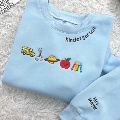 Custom Apple Teacher Sweatshirt, Back To School Teacher Sweatshirt,  Embroidered Classroom Shirt, Gift for Teacher