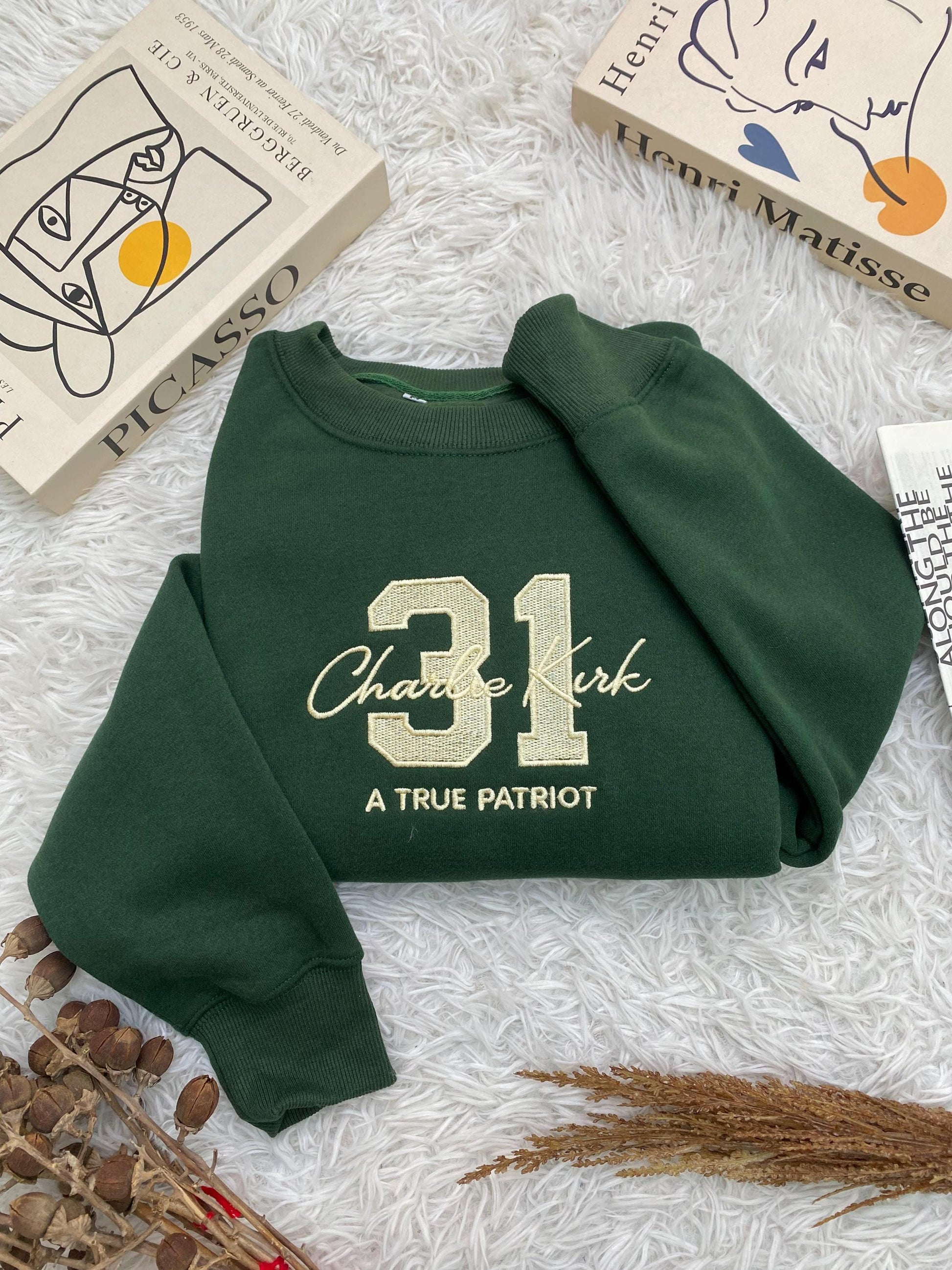 Charlie Kirk Freedom 31 Embroidered Sweatshirt, Freedom Shirt, Justice Shirt, Charlie Kirk Shirt, A True Patriot Charlie Kirk Shirt