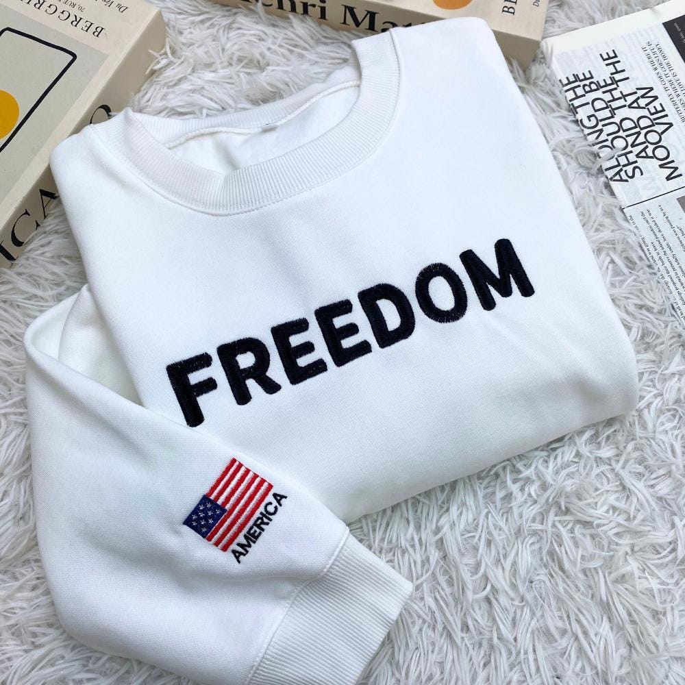 Charlie Kirk Freedom Embroidered Shirt, Charlie Kirk Embroidery Tee, Charlie Kirk Freedom Embroidered Sweatshirt, Charlie Kirk Embroidered