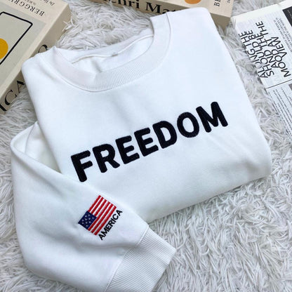 Charlie Kirk Freedom Embroidered Shirt, Charlie Kirk Embroidery Tee, Charlie Kirk Freedom Embroidered Sweatshirt, Charlie Kirk Embroidered