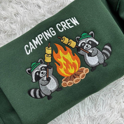 Racoon Camping Halloween Embroidered Sweatshirt, Animal Lovers Halloween Shirt, Halloween Racoon Shirt, Goblincore Animal Lover Gift