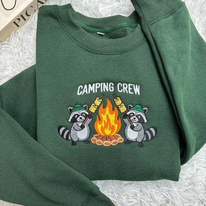 Racoon Camping Halloween Embroidered Sweatshirt, Animal Lovers Halloween Shirt, Halloween Racoon Shirt, Goblincore Animal Lover Gift