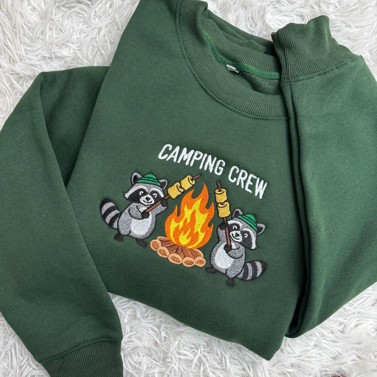 Racoon Camping Halloween Embroidered Sweatshirt, Animal Lovers Halloween Shirt, Halloween Racoon Shirt, Goblincore Animal Lover Gift