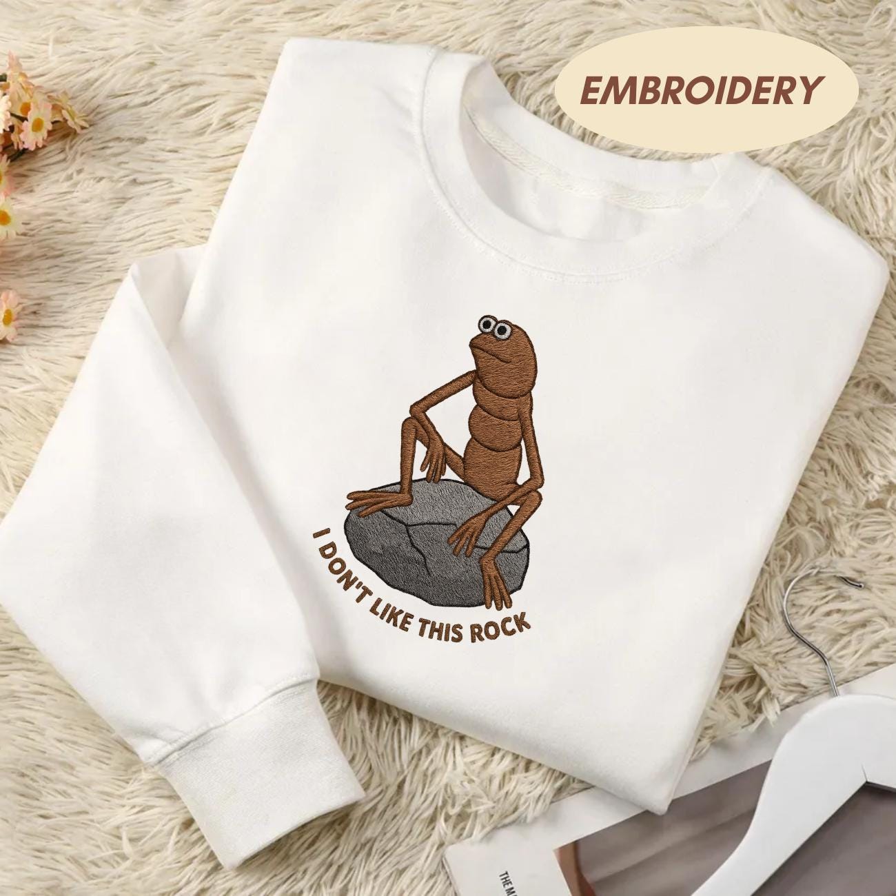 I Don't Like This Rock Embroidered Sweatshirt, Marcus The Worm Shirt, Marcus The Worm Meme Shirt, Funny Meme Shirts, Brain Rot Shirts