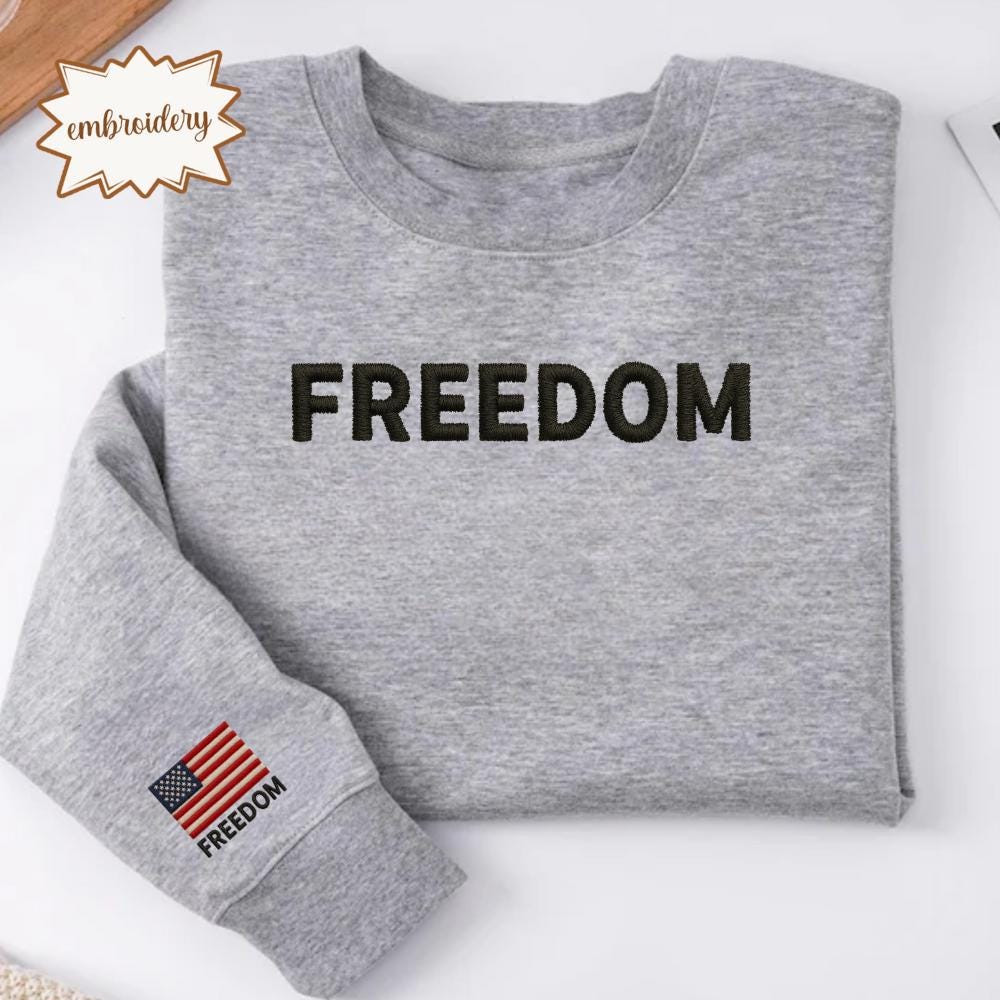 Charlie Kirk Freedom Embroidered Shirt, Charlie Kirk Embroidery Tee, Charlie Kirk Freedom Embroidered Sweatshirt, Charlie Kirk Embroidered