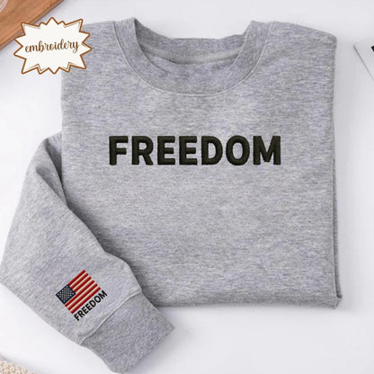 Charlie Kirk Freedom Embroidered Shirt, Charlie Kirk Embroidery Tee, Charlie Kirk Freedom Embroidered Sweatshirt, Charlie Kirk Embroidered