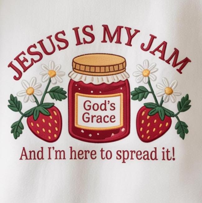 Embroidered Jesus Is My Jam Sweatshirt, Christian Crewneck Gift for Mom, God’s Grace Faith Based Sweater, Religious Apparel for Women