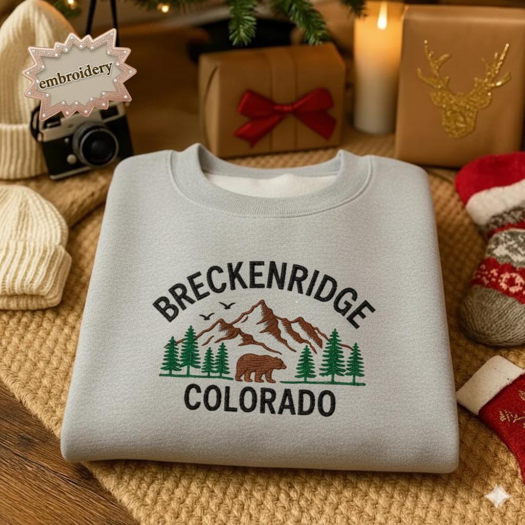 Colorado Mountain Embroidery Sweatshirt, Custom Breckenridge Crewneck, Personalized Hiking Adventure Gift