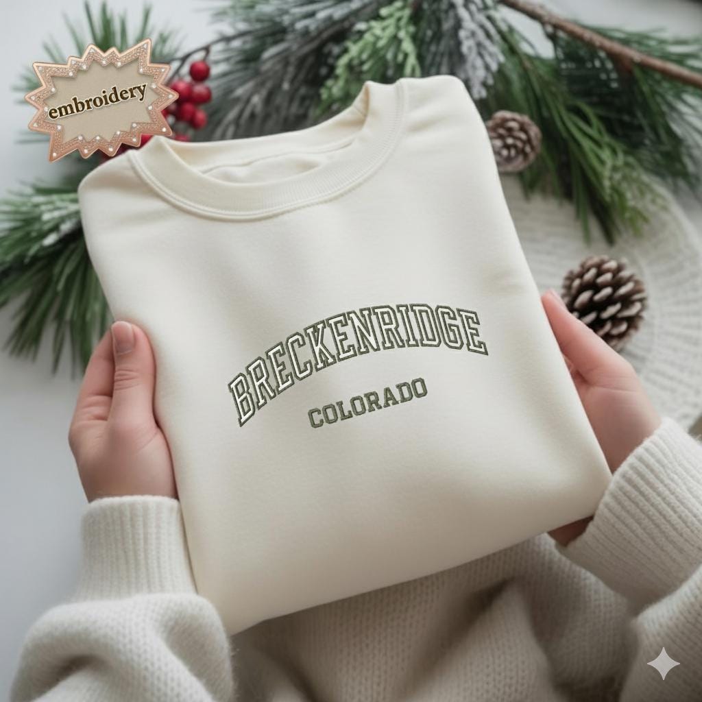 Breckenridge Colorado Embroidered Sweatshirt, Rockies Mountain Crewneck, Outdoor Adventure Gift