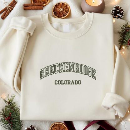 Breckenridge Colorado Embroidered Sweatshirt, Rockies Mountain Crewneck, Outdoor Adventure Gift