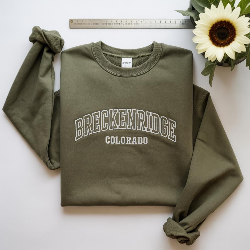 Breckenridge Colorado Embroidered Sweatshirt, Rockies Mountain Crewneck, Outdoor Adventure Gift