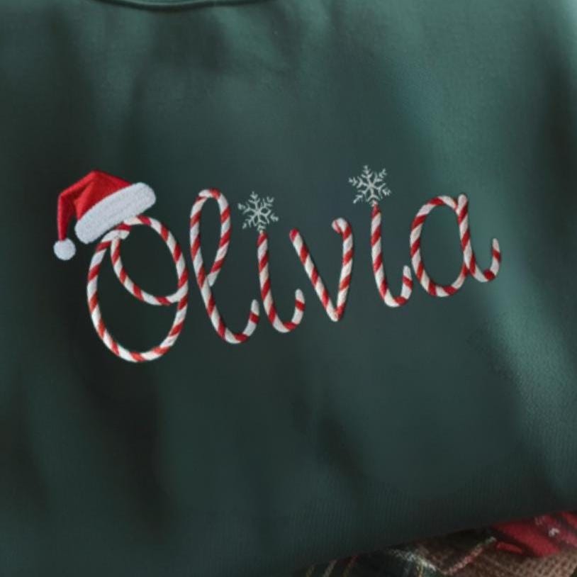 Embroidered Personalized Christmas Sweatshirt, Embroidered Christmas Custom Name Crewneck Sweater, Custom Xmas Gift, Custom Family Sweaters