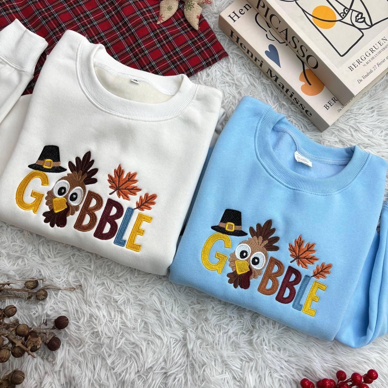 Embroidered Gobble Turkey Sweatshirt, Gobble Turkey Shirt, Thanksgiving Sweatshirt, Turkey Sweatshirt, Thanksgiving Hoodie, Trendy Shirt
