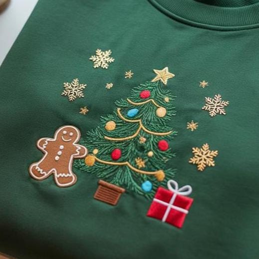 Merry Christmas Embroidered Sweatshirt, Christmas Tree Crewneck Sweatshirt, Xmas Tree Shirt, Christmas Holiday Sweatshirt, Christmas Shirt