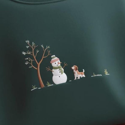 Embroidered Let It Snow Sweatshirt, Christmas Snowman Sweatshirt, Christmas Sweatshirt, Snowman Shirt, Snowman Dog Shirt,  Merry And Bright