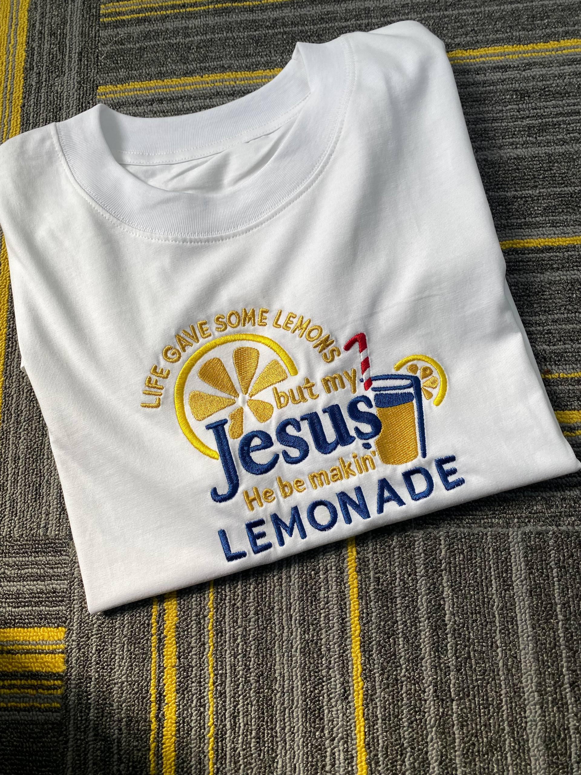 Life Gave Me Lemons But Jesus Made Lemonade Embroidered Shirt, Christian Faith Tee, Inspirational Child of God Lemonade Top