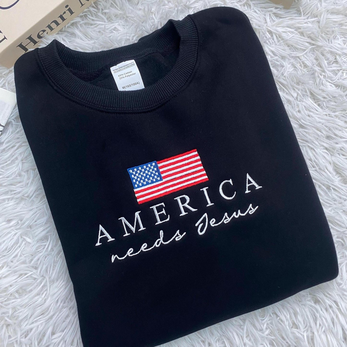 Christian Patriotic Embroidered Sweatshirt, America Needs Jesus Shirt, Conservative Republican, Men Women Faith Apparel, God Bless The USA