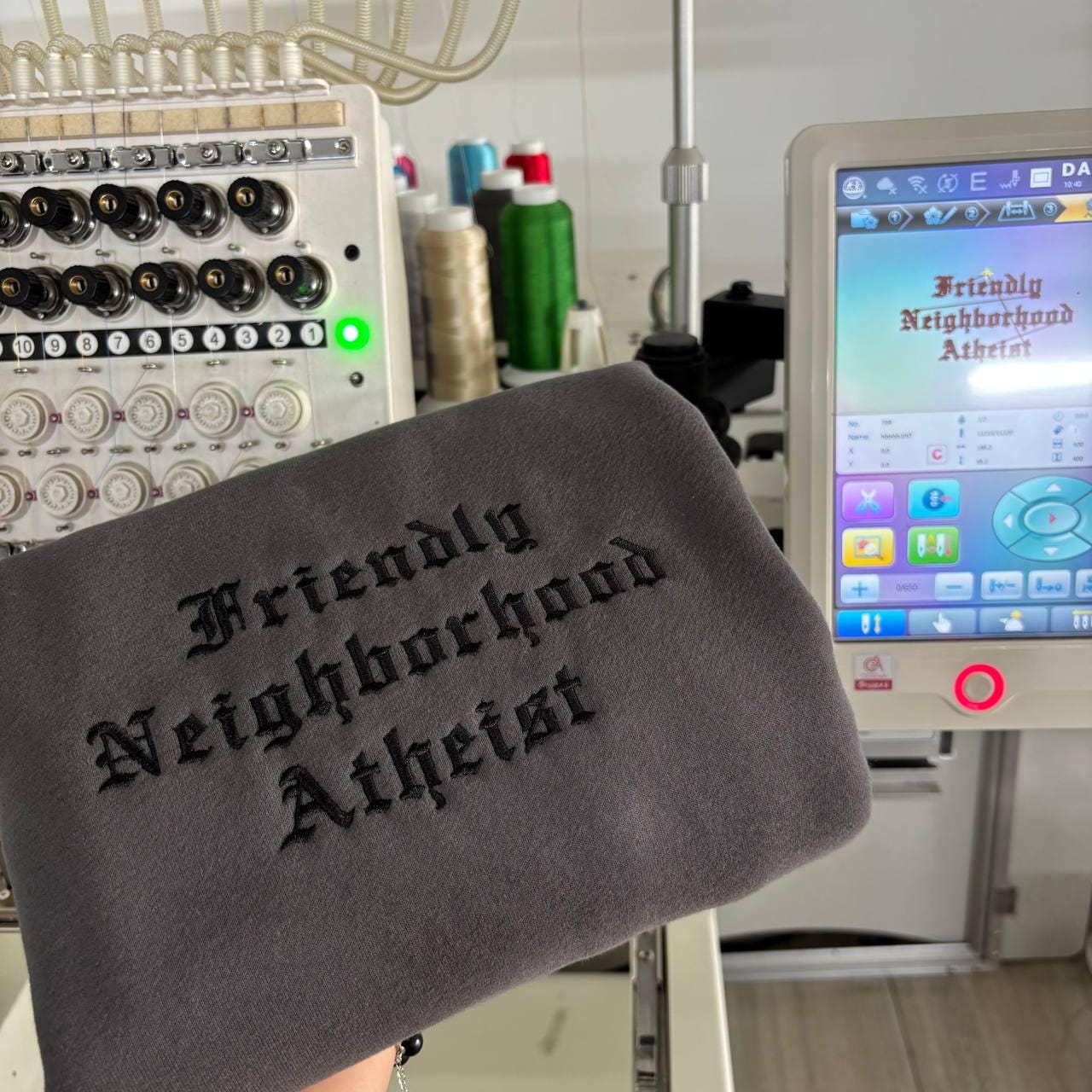 Custom Text Embroidered Sweatshirt, Gothic Old English Font Crewneck, Personalized Blackletter Shirt, Gift Cute Simple Halloween Costume