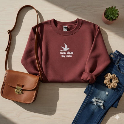 How Great Thou Art Embroidered Sweatshirt, Christian Crewneck, Then Sings My Soul, Jesus Faith Pullover