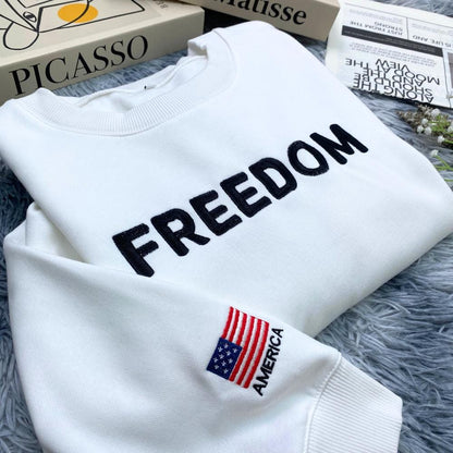 Charlie Kirk Freedom Embroidered Shirt, Charlie Kirk Embroidery Tee, Charlie Kirk Freedom Embroidered Sweatshirt, Charlie Kirk Embroidered