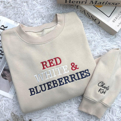 Embroidered Red, White, Blueberries Sweatshirt, Charlie Kirk Tribute quote Shirt, Charlie Kirk Freedom Champion Shirt, Charlie Kirk Shirt