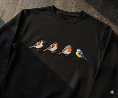 Embroidered Bird Sweatshirt | Minimalist Sparrow Robin Crewneck | Cute Nature Lover Gift | Garden Inspired Birdwatcher Top