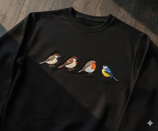 Embroidered Bird Sweatshirt | Minimalist Sparrow Robin Crewneck | Cute Nature Lover Gift | Garden Inspired Birdwatcher Top