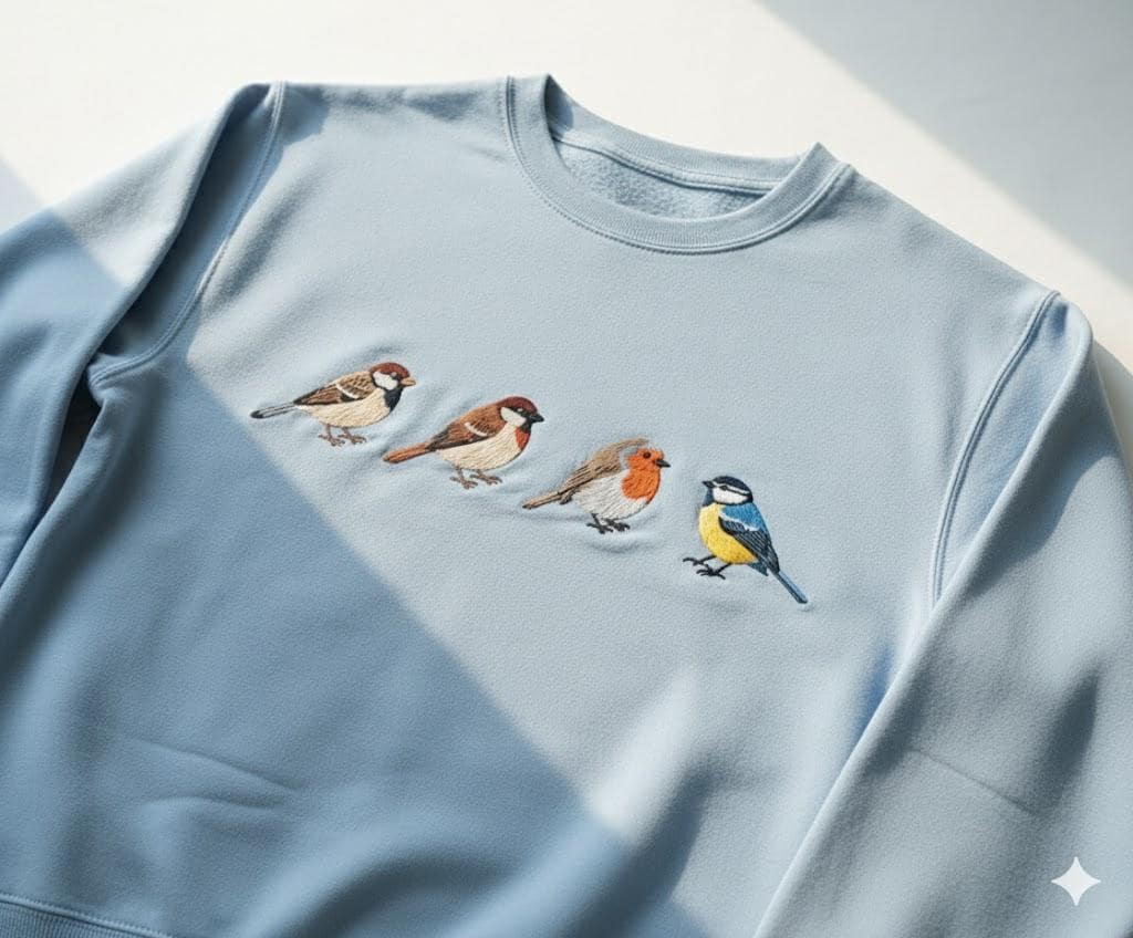 Embroidered Bird Sweatshirt | Minimalist Sparrow Robin Crewneck | Cute Nature Lover Gift | Garden Inspired Birdwatcher Top