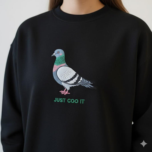 Just Coo It Embroidered Pigeon Shirt | Funny Bird Tee | Pigeon Lover Gift | Cute Cottagecore Animal Top