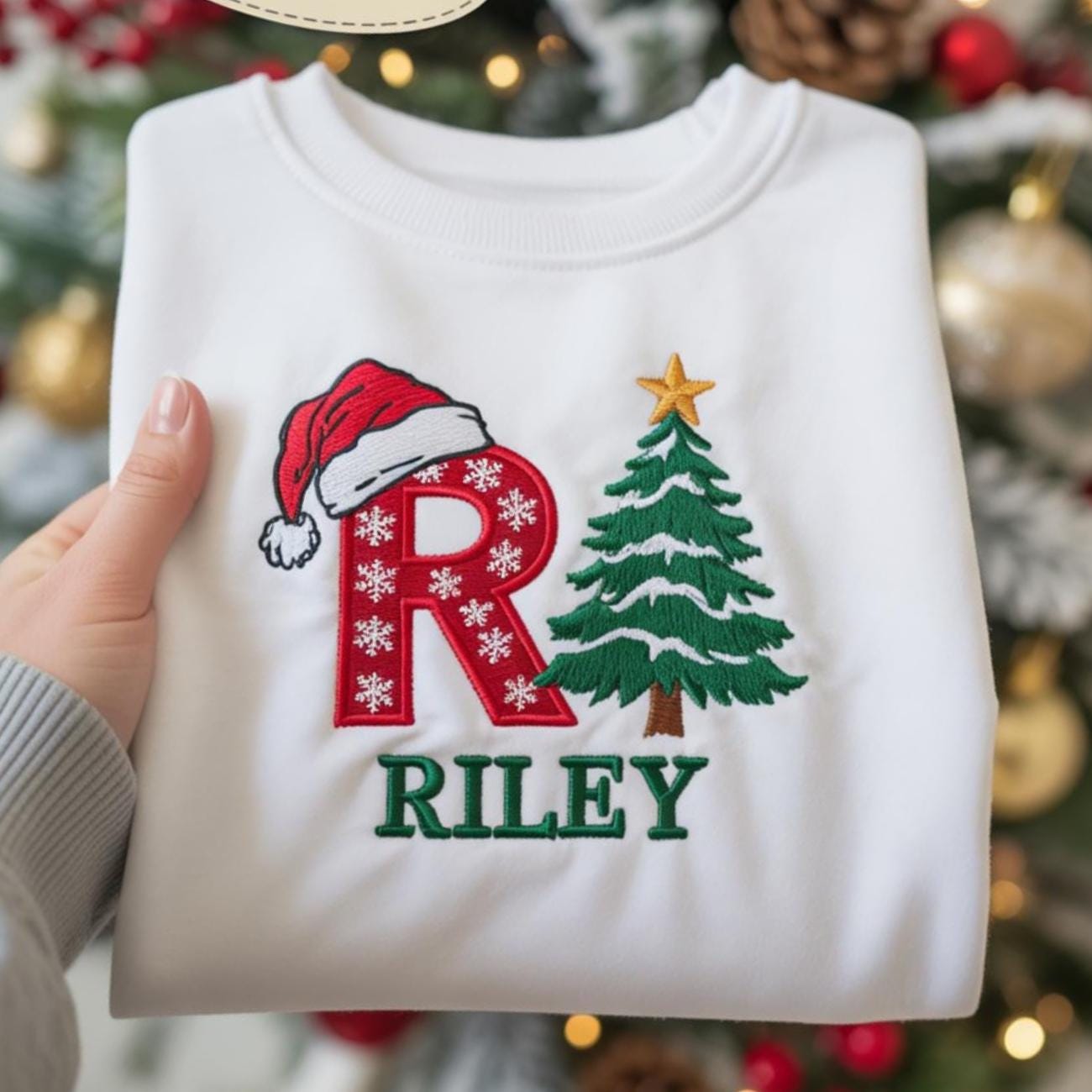 Embroidered Family Christmas Name Sweatshirt, Personalized Santa Hat Monogram Sweater, Custom Christmas Sweatshirt, Family Christmas Hoodie